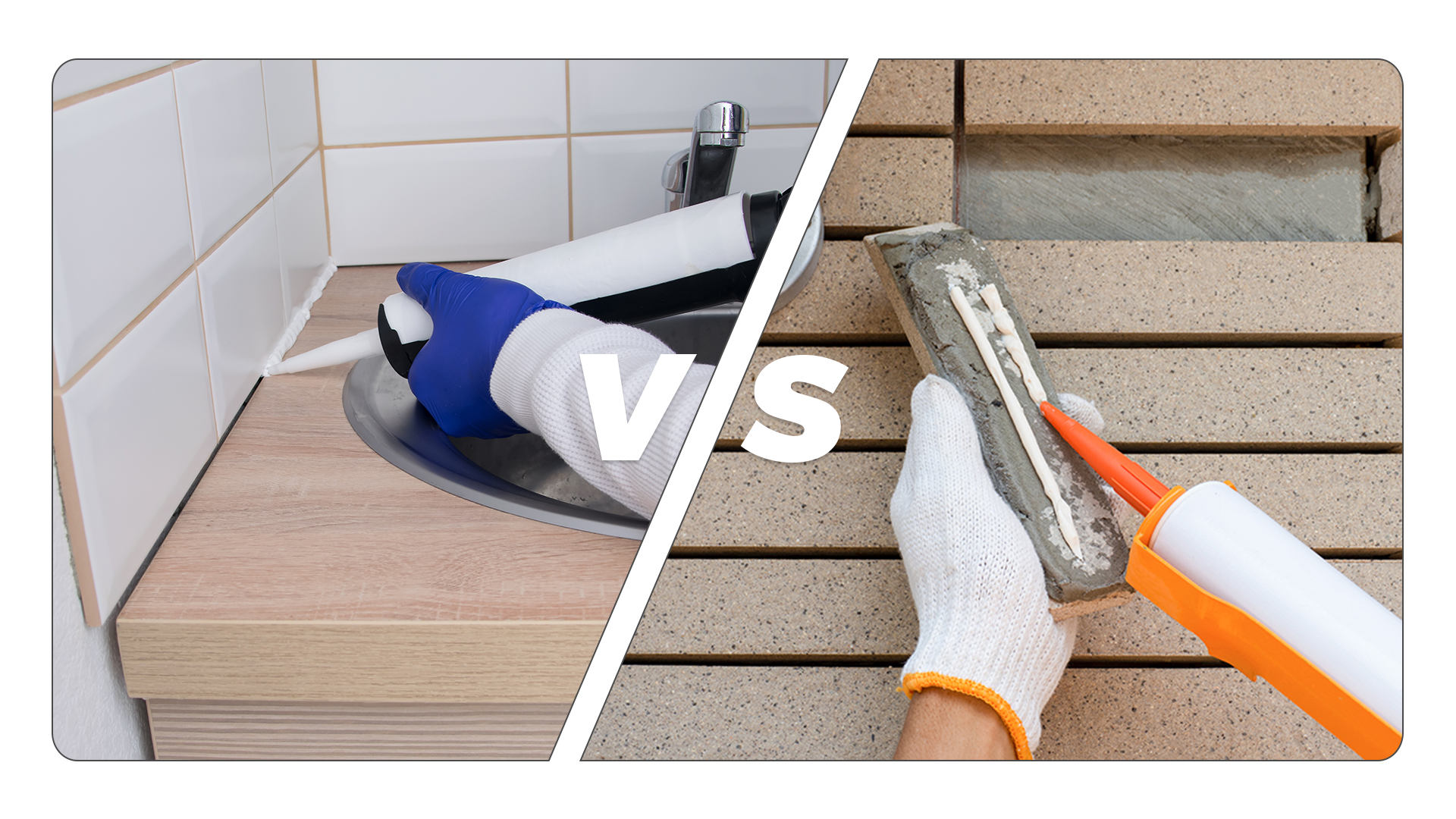 Various sealant applications: bathroom vs. tiles.